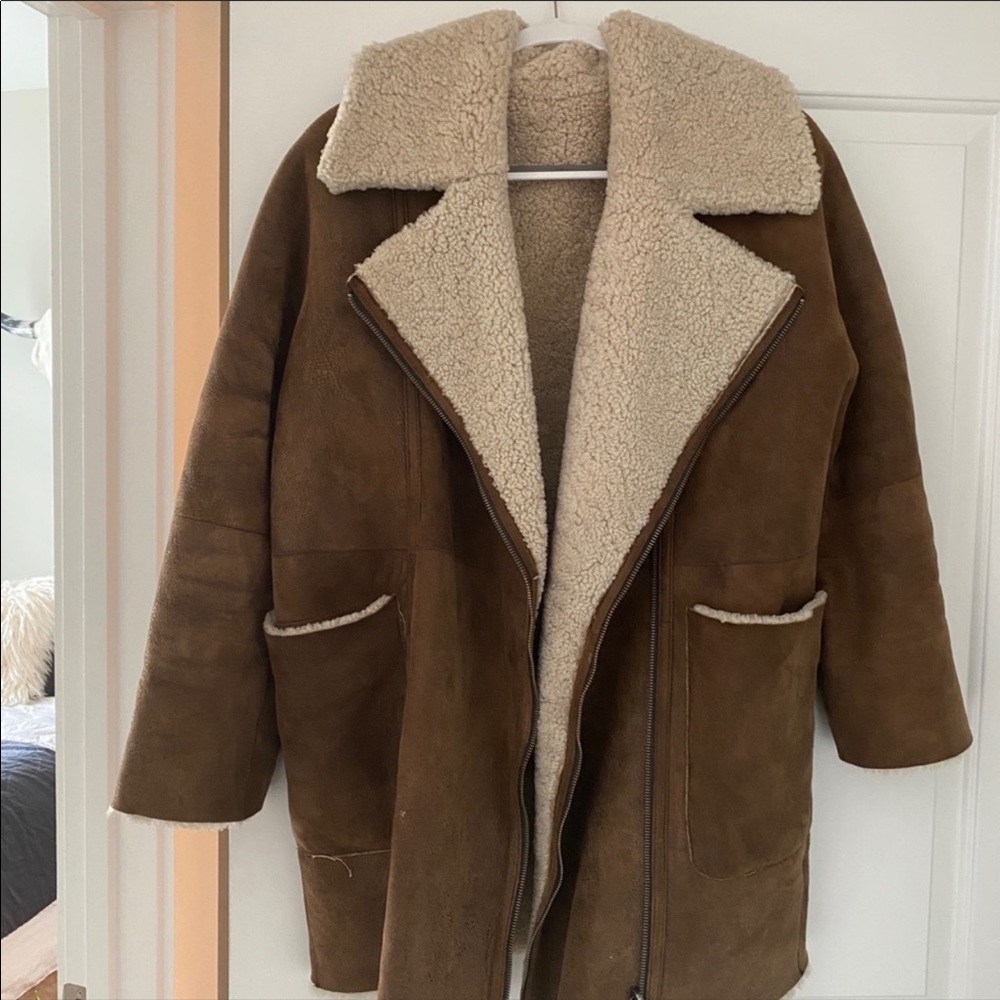 LAST PRICE DROP Mih Jeans brown Suede Shearling Coat